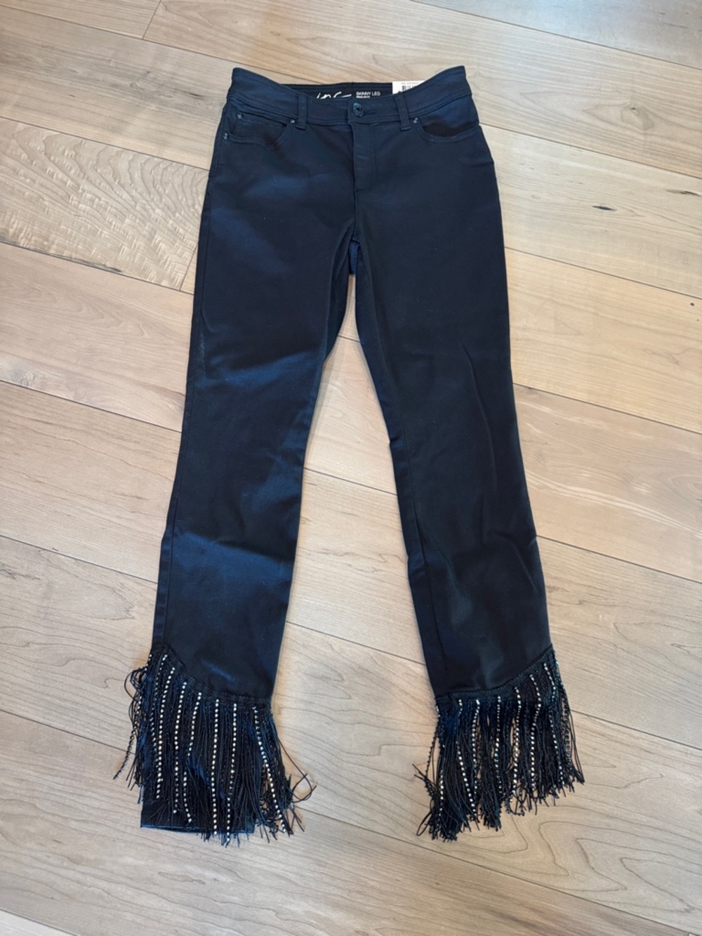 INC International Concepts Black Fringe-Hem black Jean